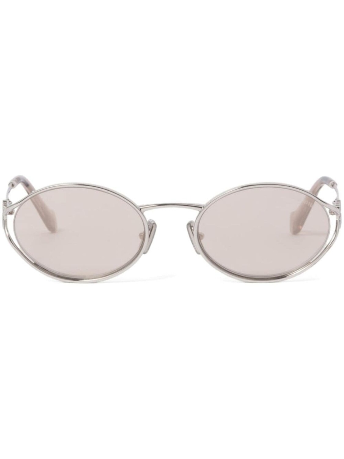 

Miu Miu Eyewear солнцезащитные очки в овальной оправе, серебристый