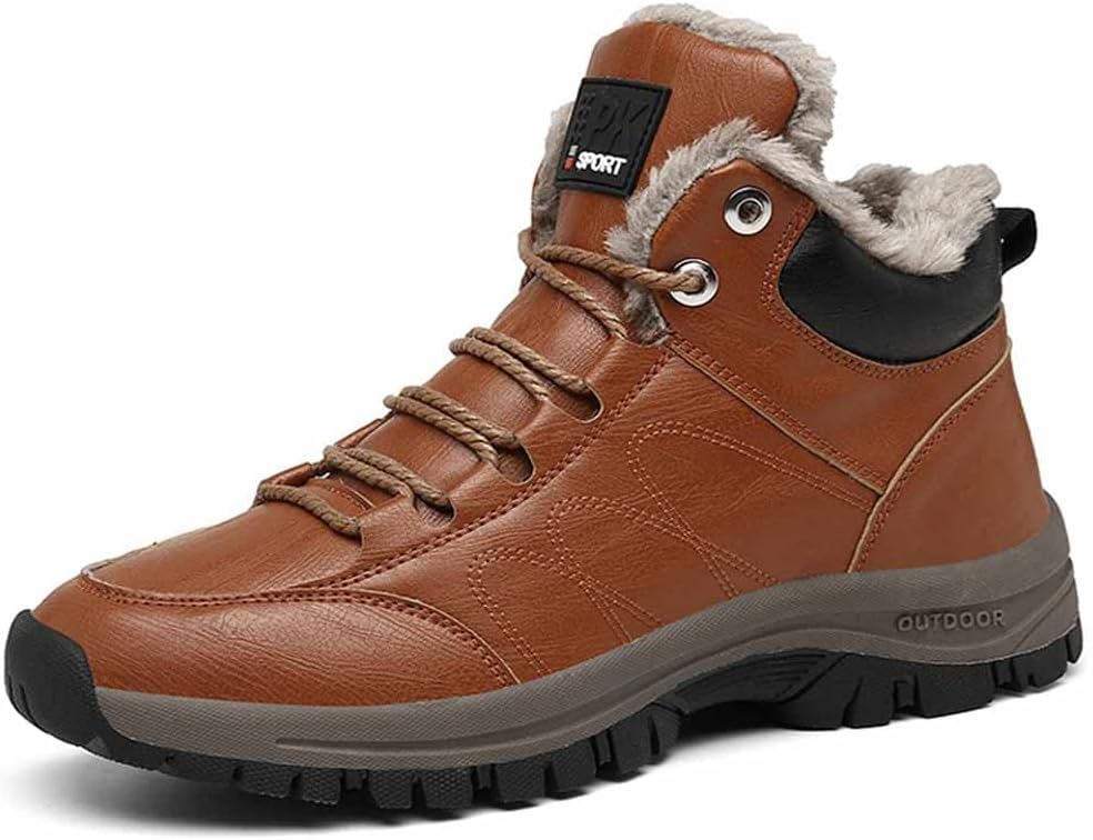

Мужские водонепроницаемые походные ботинки MSYINGL, теплые короткие ботинки с плюшевой подкладкой и толстым хлопком, высокие повседневные походные ботинки, коричневый