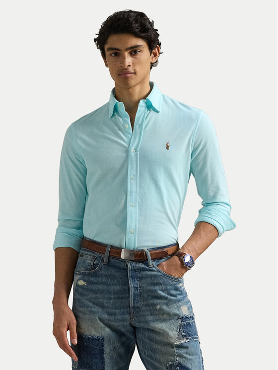 

Рубашка облегающего кроя 710932545009 Polo Ralph Lauren, бирюзовый