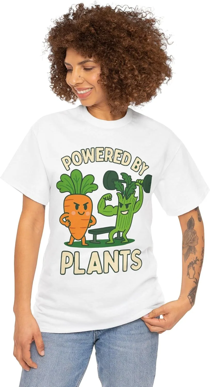 GENERIC Футболка Unisex Powered by Plants, веганский подарок, тренировочная майка на растительной основе, экологичная одежда, прикольная футболка для фитнеса — фото 2