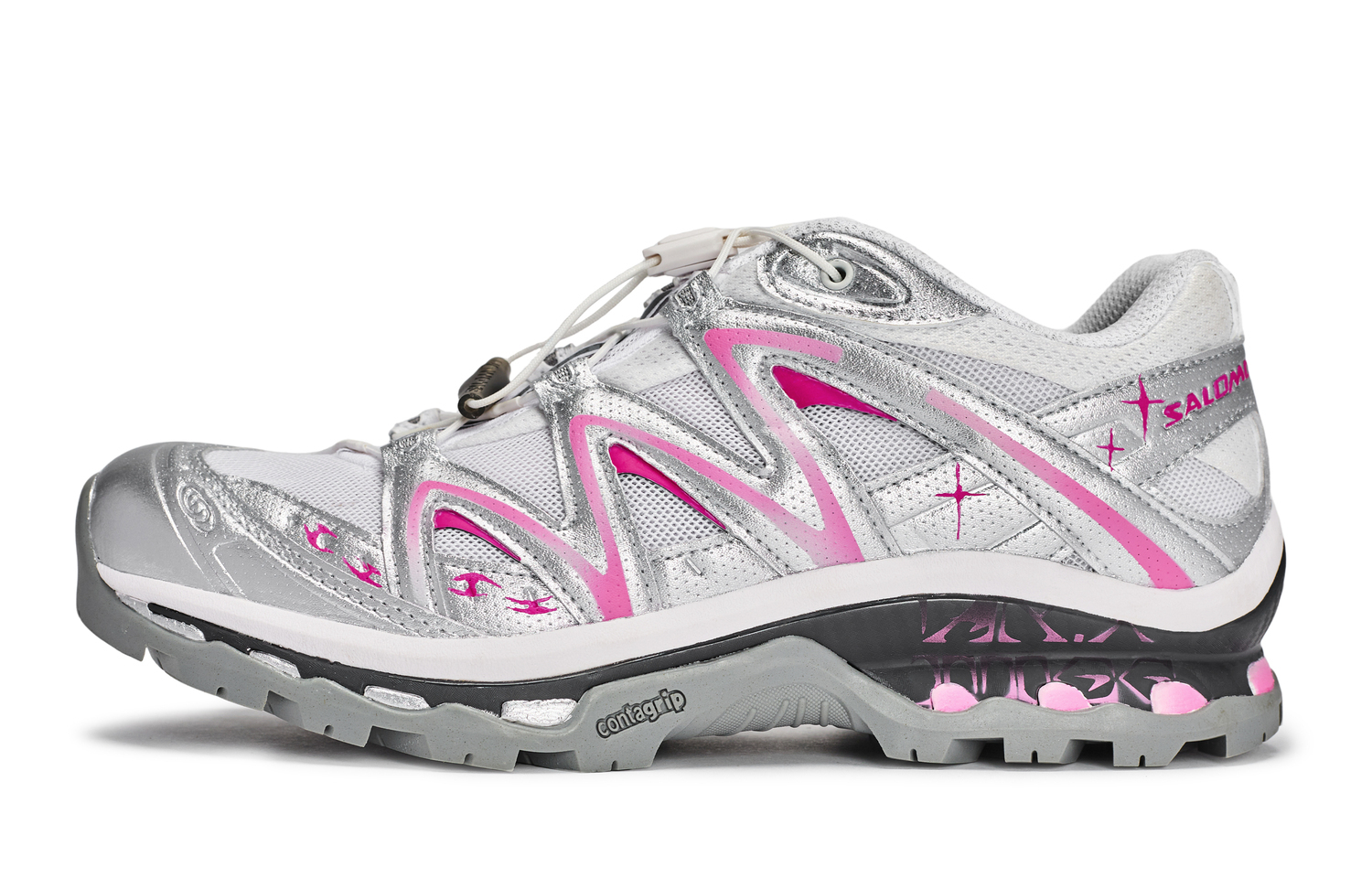 

XT Quest 811, производство, мерцающие девчачьи дышащие низкие туристические ботинки для походов унисекс SALOMON, белый розовый серебряный