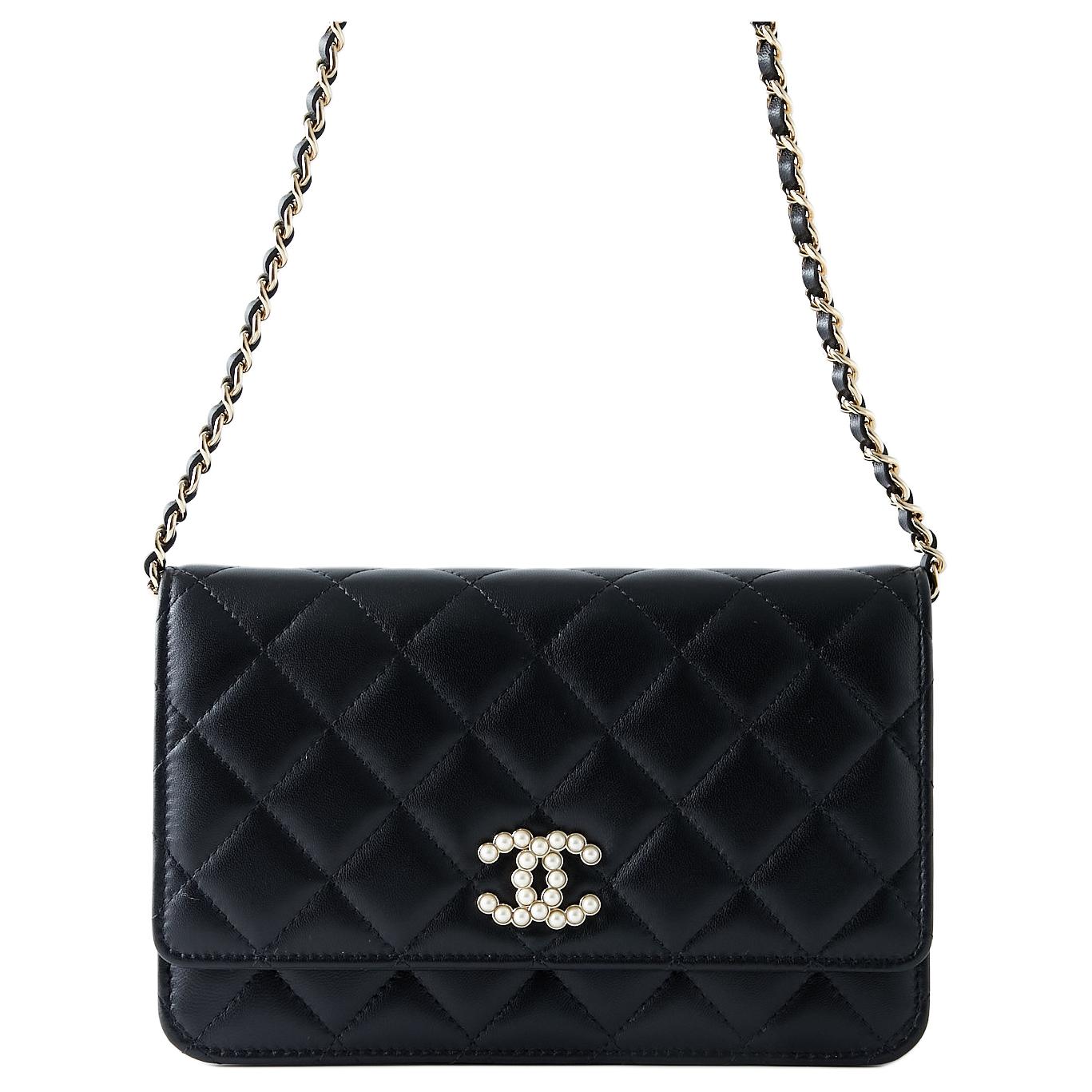 

CHANEL Женская черная кожаная сумка через плечо WOC Sheepskin