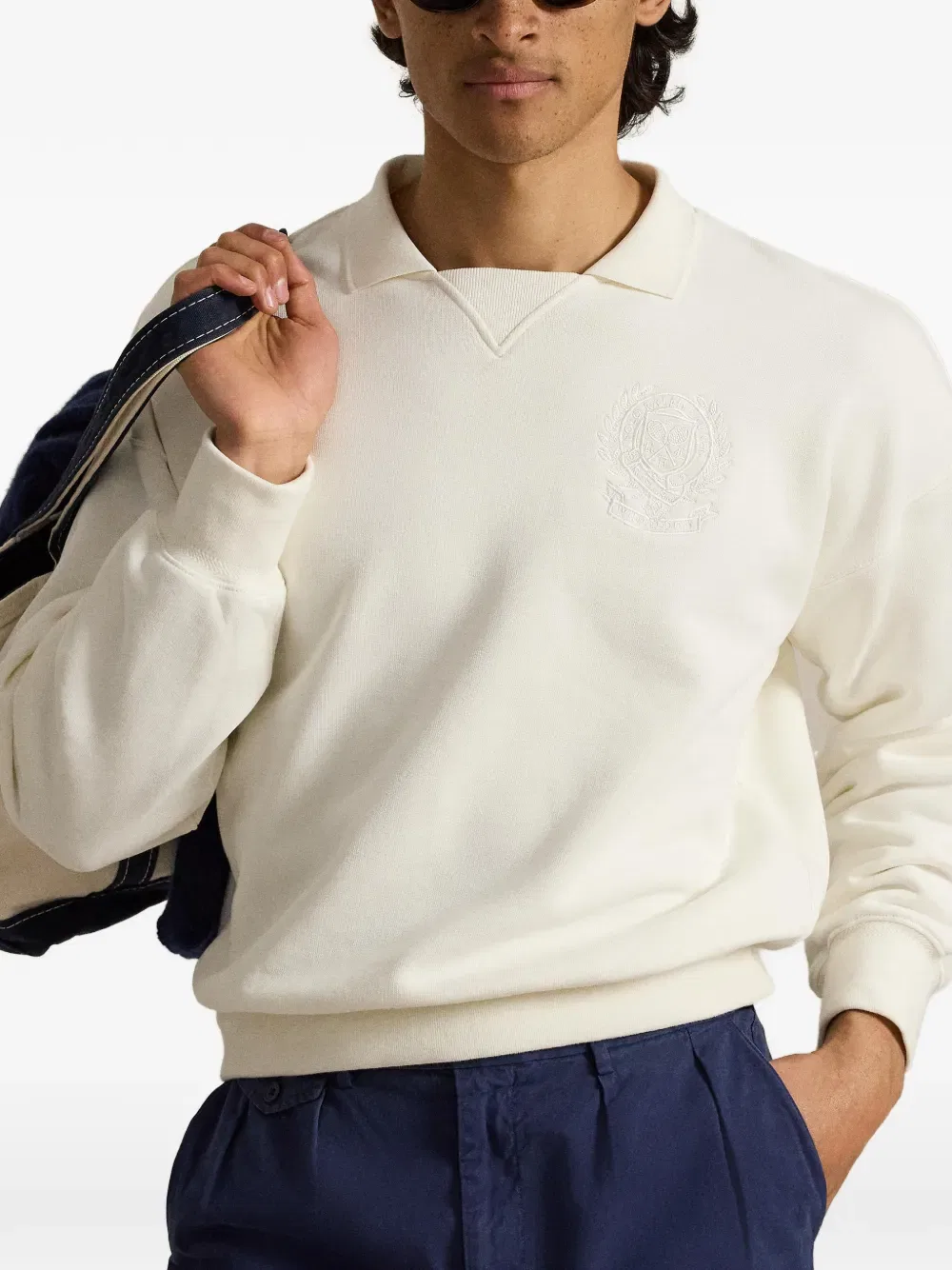 Толстовка с воротником и эмблемой теннисиста Polo Ralph Lauren, белый — фото 4