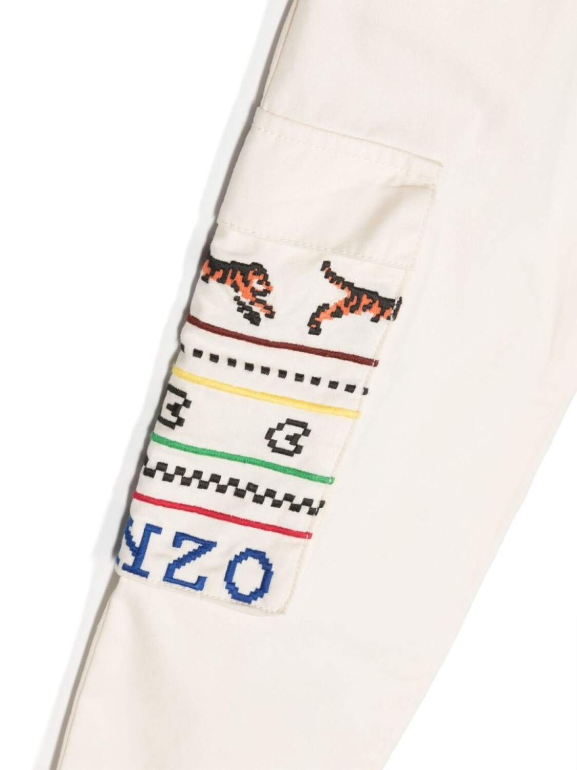 Kenzo Kids брюки с вышитым логотипом, нейтральный цвет — фото 3