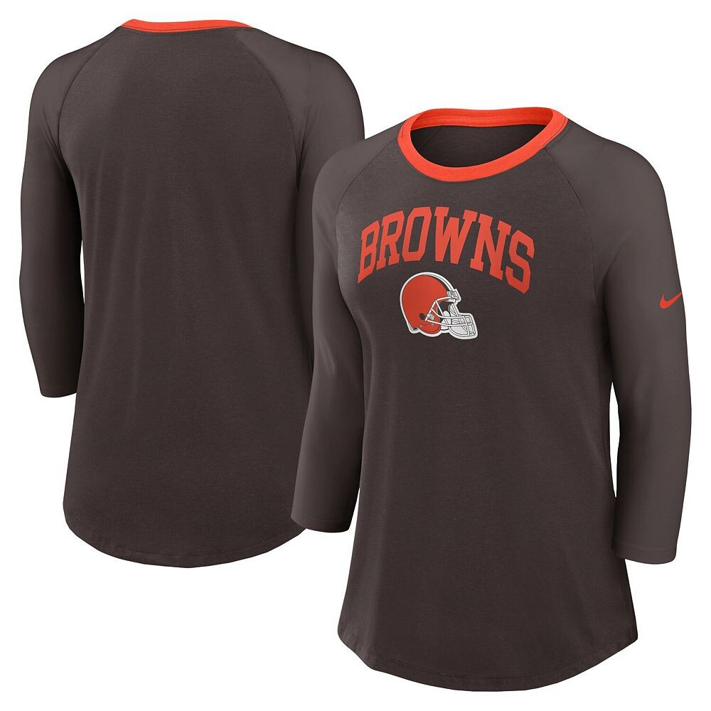 

Женская футболка Nike Brown Cleveland Browns реглан с рукавом 3/4, цвет Brn Brown
