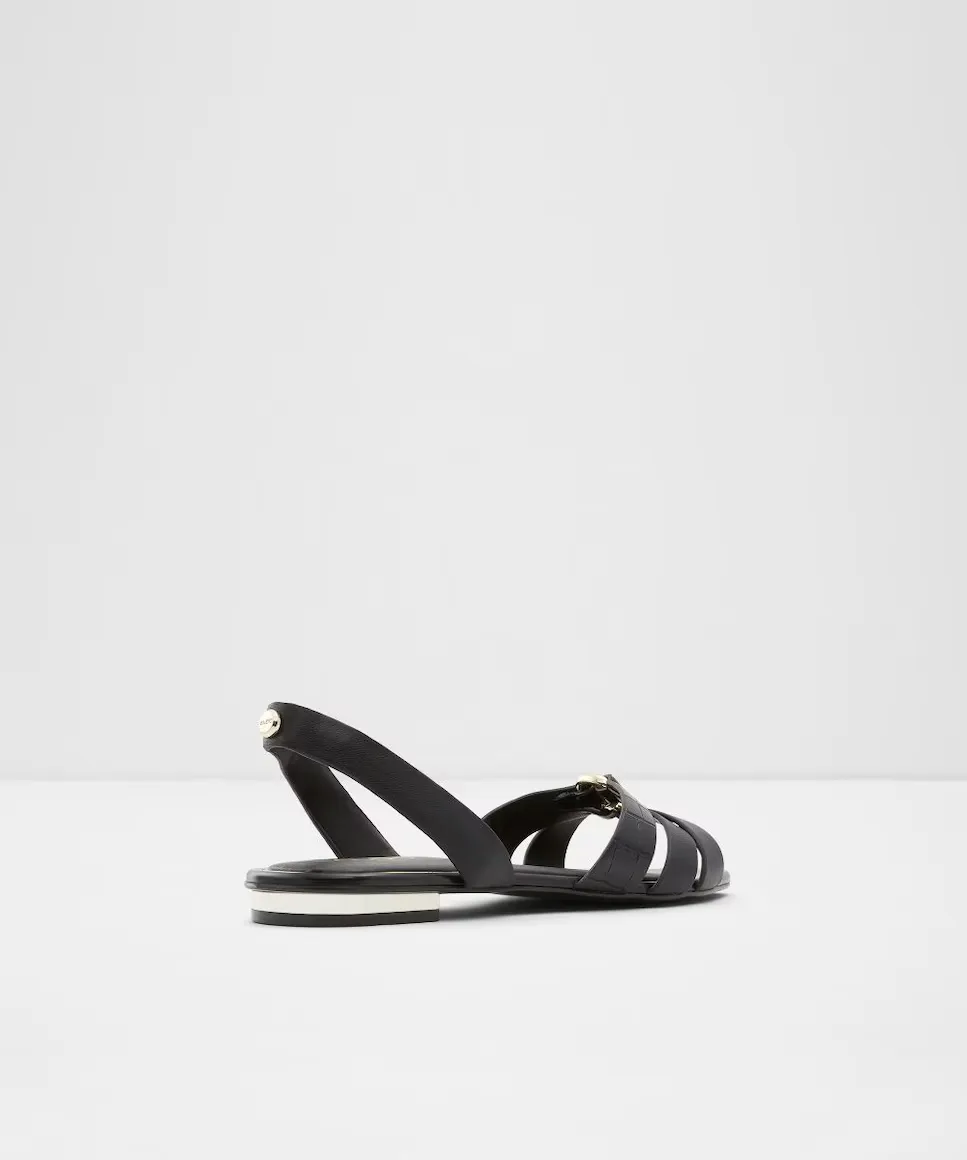 Женские босоножки на плоской подошве с квадратным носком Aldo, чёрный — фото 2