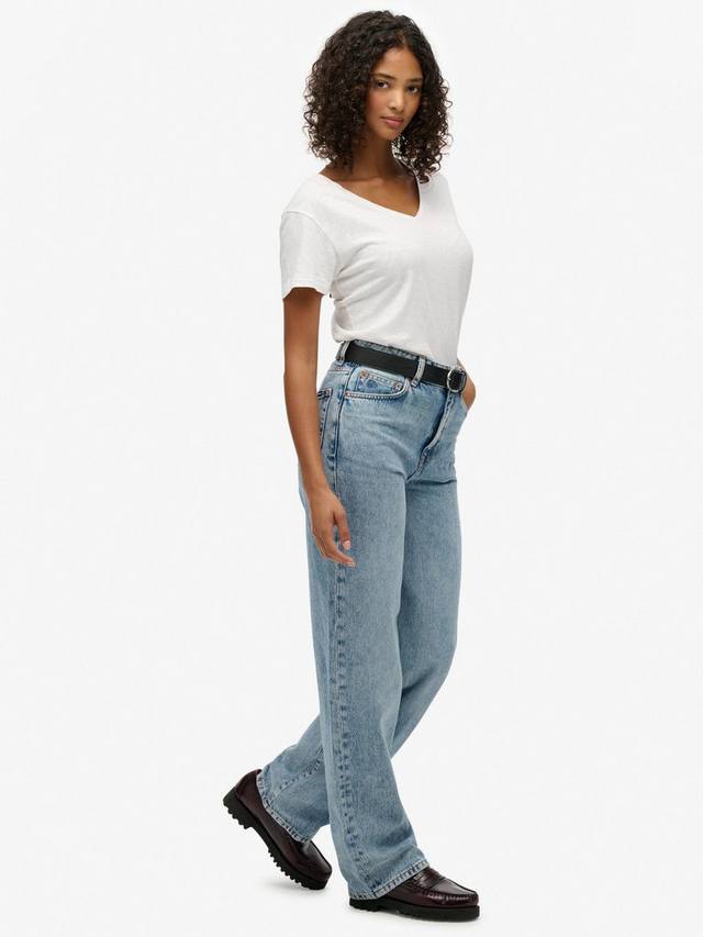Джинсы с высокой посадкой и широкими штанинами Superdry, Mid Blue Denim — фото 3