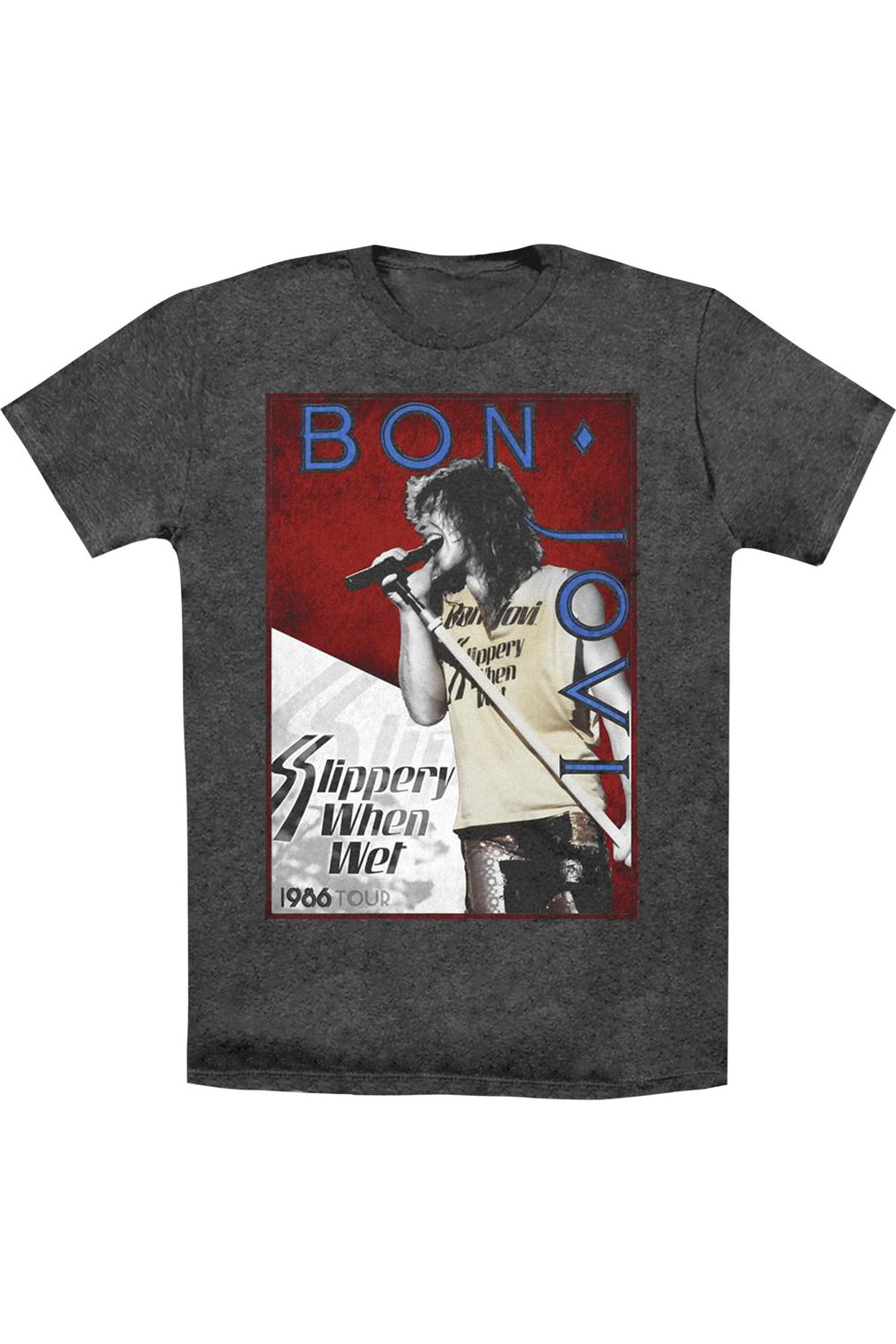 

Футболка Bon Jovi 86 Tour для взрослых Heather Gildan, черный