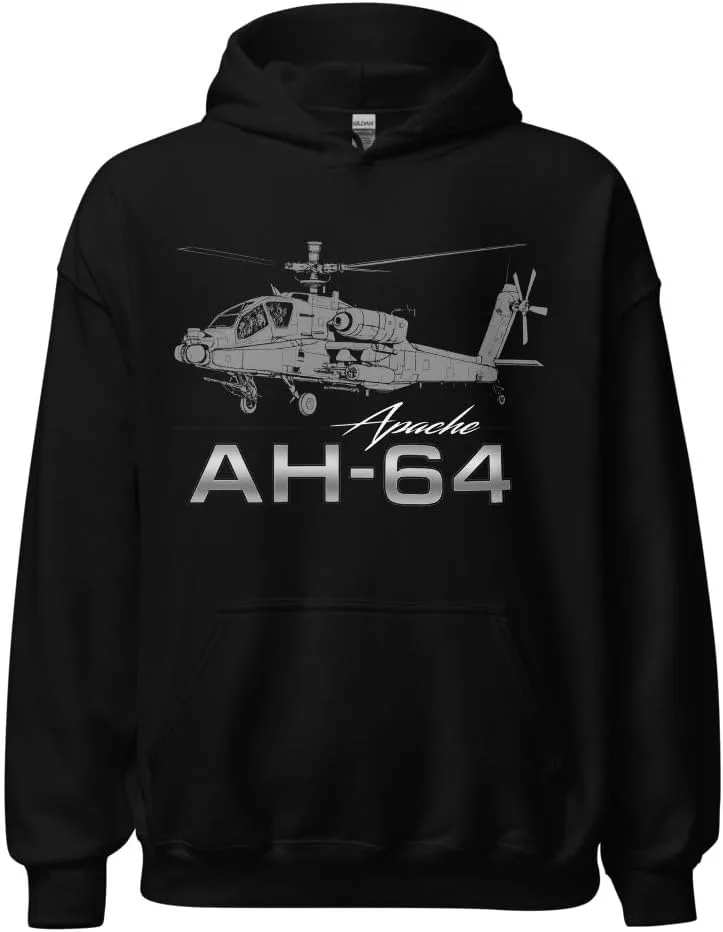 Толстовка Apache AH-64 с принтом боевого вертолета для тактического стиля Generic, черный