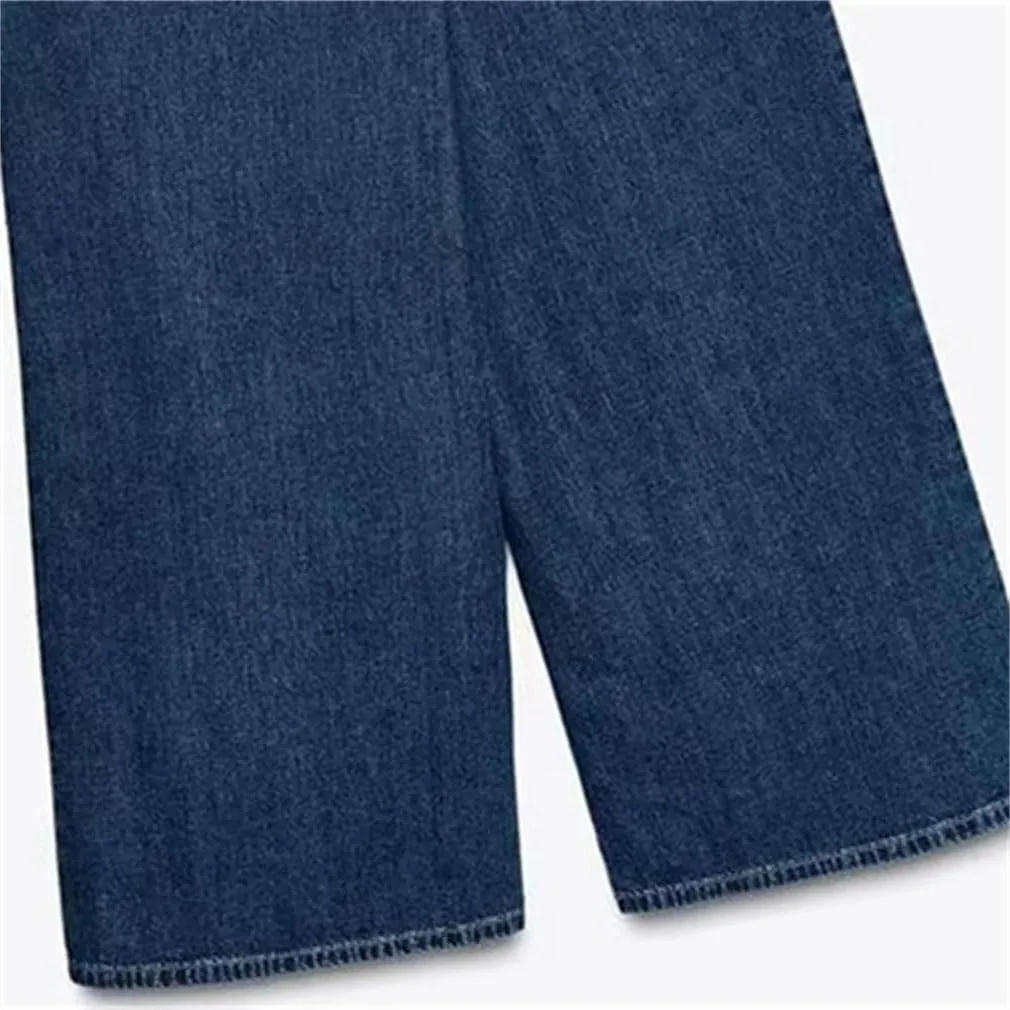 Женские джинсы Wide Leg Straight с асимметричным карманом на пуговицах — фото 4