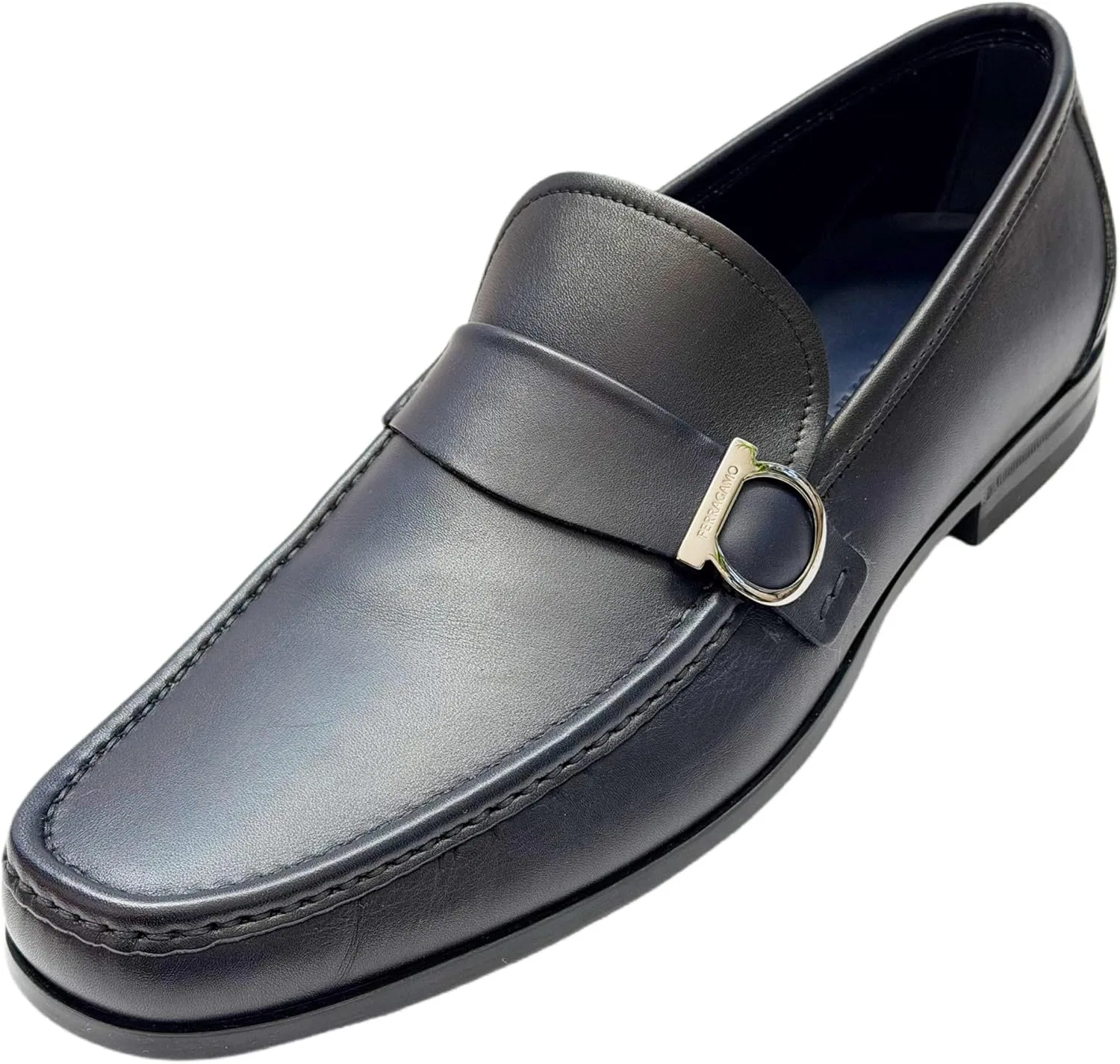 Лоферы из телячьей кожи, темно-синие, Ferragamo