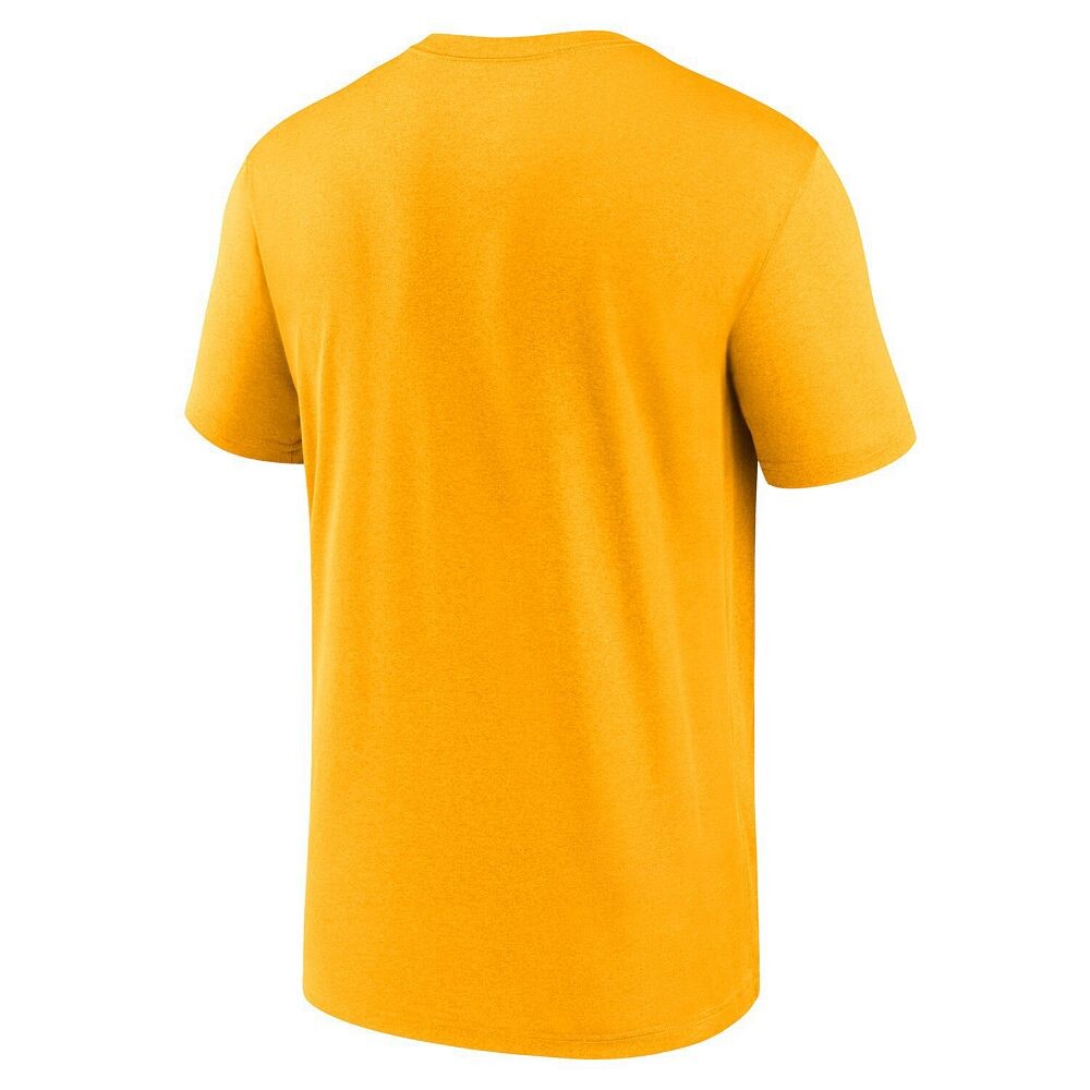 Мужская футболка с большим логотипом Nike Gold Milwaukee Brewers Legend Fuse Performance, цвет Brw Yellow — фото 4