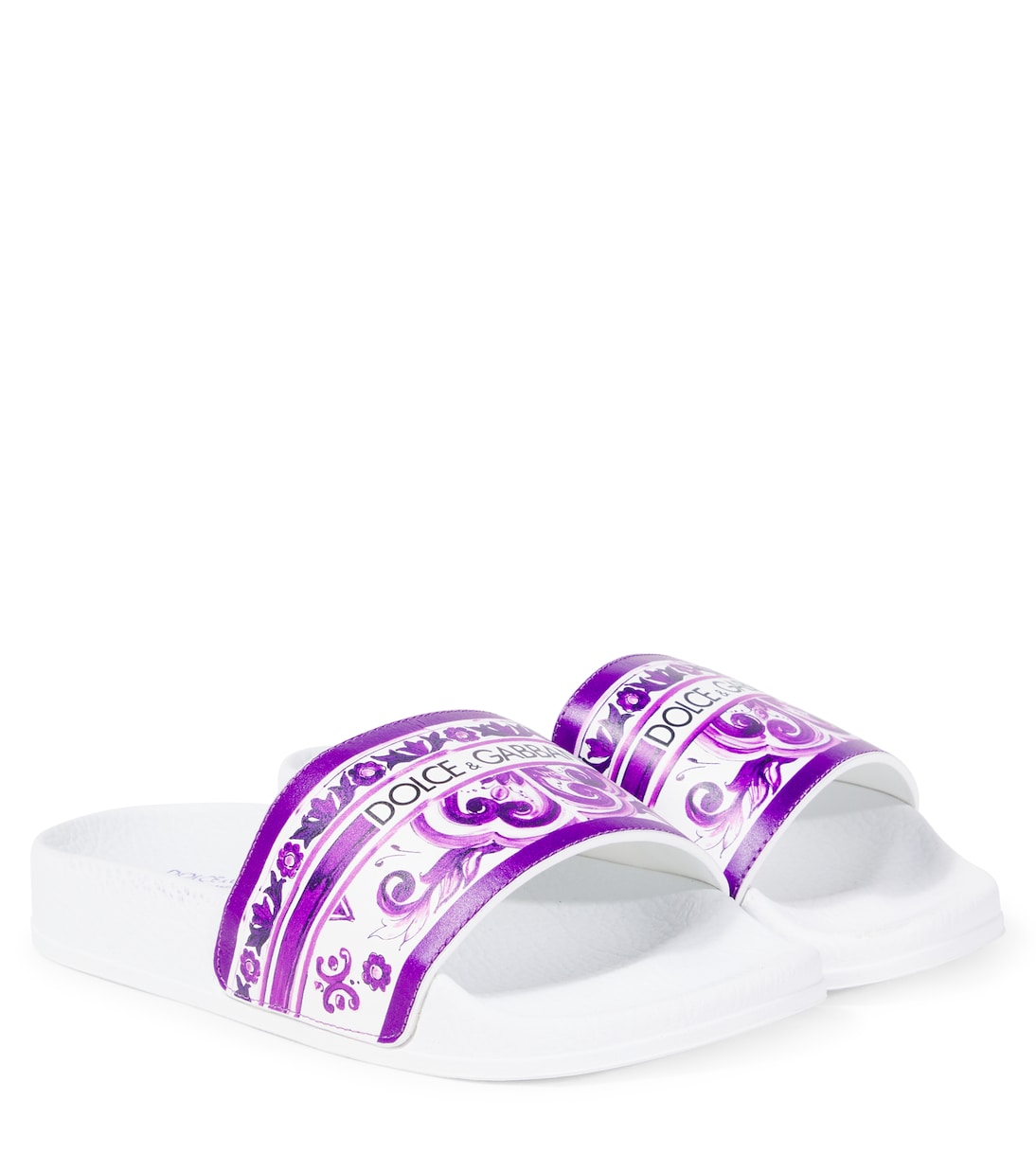 

Маджолика кожаные шлепанцы Dolce&Gabbana Kids, Maiolica 3 Viola