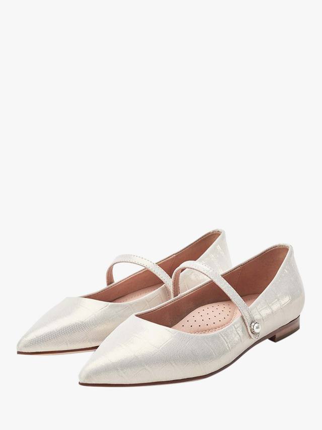 Туфли-лодочки mary jane ballerina из лакированной кожи в цветочек Moda in Pelle, цвет Champagne — фото 2