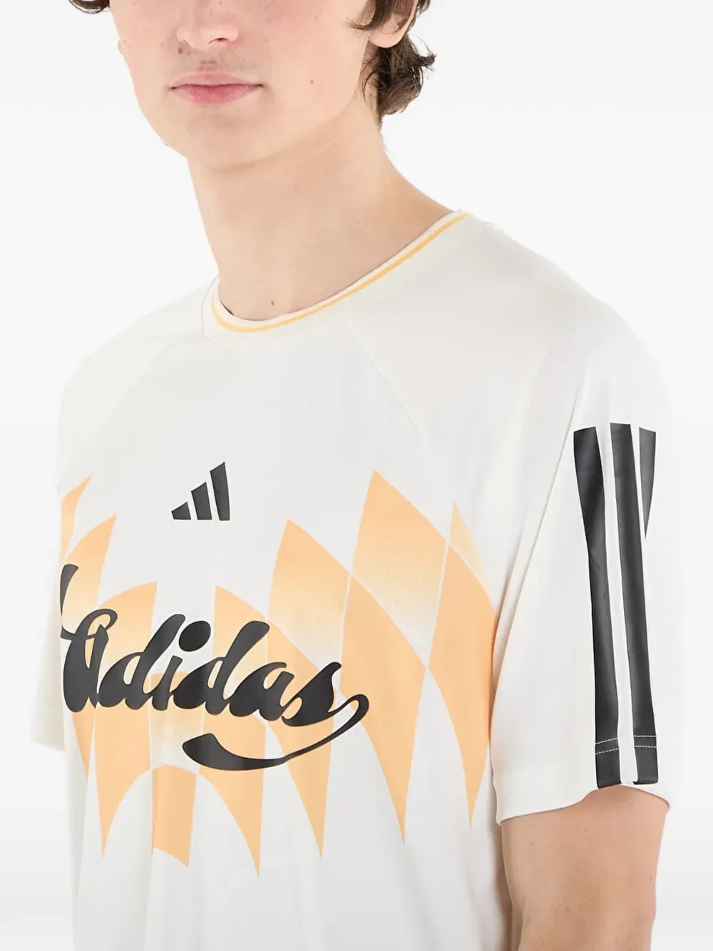 Футболка с графическим принтом «Три полоски» Adidas, белый — фото 4