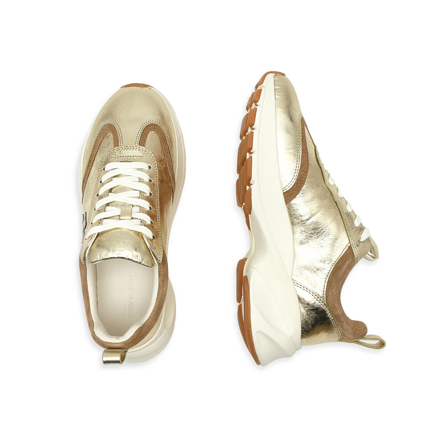 Кеды TORY BURCH in pelle good luck trainer, золотой — фото 4