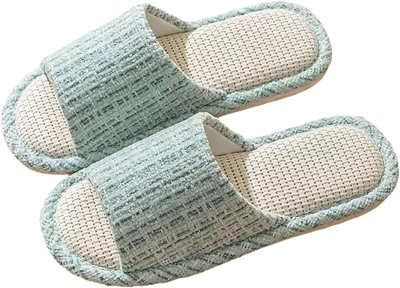 Мужские тапочки из хлопка Generic, тапочки мужские из хлопка с открытым носком, тапочки унисекс, нескользящая бувь для дома, легкие тапочки, теплые тапочки, двухцветные тапочки, мягкие, милые Generisch, синий