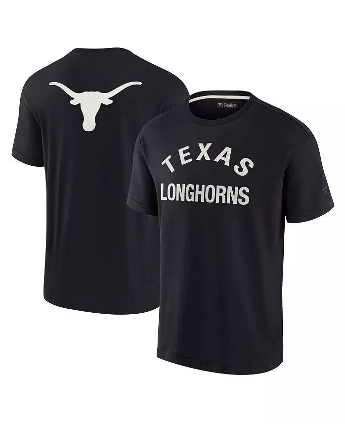 

Мужская и женская черная футболка Texas Longhorns с коротким рукавом, супермягкая Fanatics Signature
