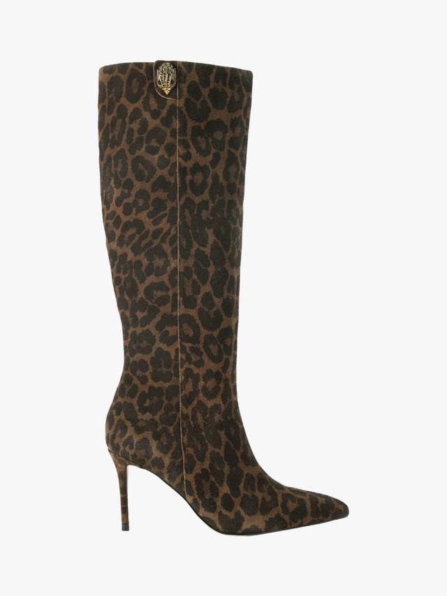Belgravia ботинки до колена из замши с леопардовым принтом Kurt Geiger London, Dark Brown