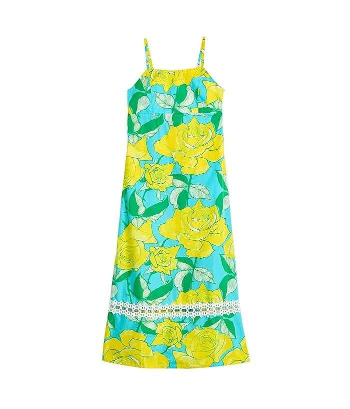 Платье с цветочным принтом Mini Haliey Midi Lilly Pulitzer Kids, Blue Curacao Rose Bud