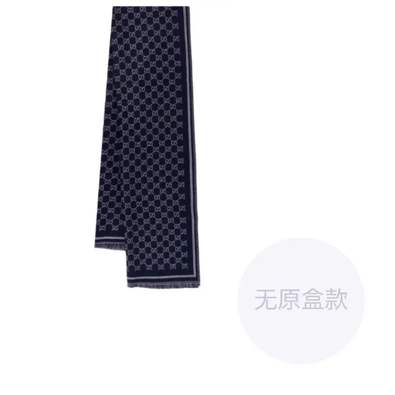 

GUCCI Шерстяной жаккардовый шарф GG, Blue