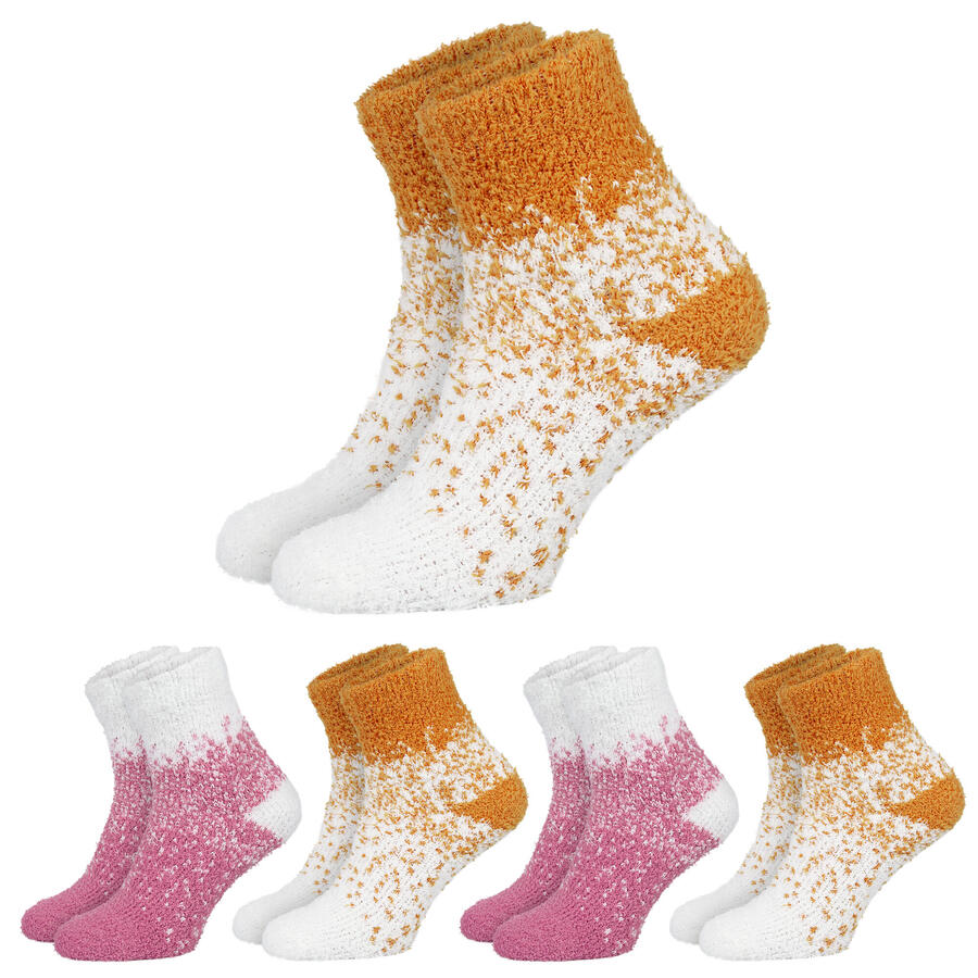 

BLACK SNAKE 4 пары уютных носков | пушистые домашние носки | женские | серо-коричневый/оранжевый