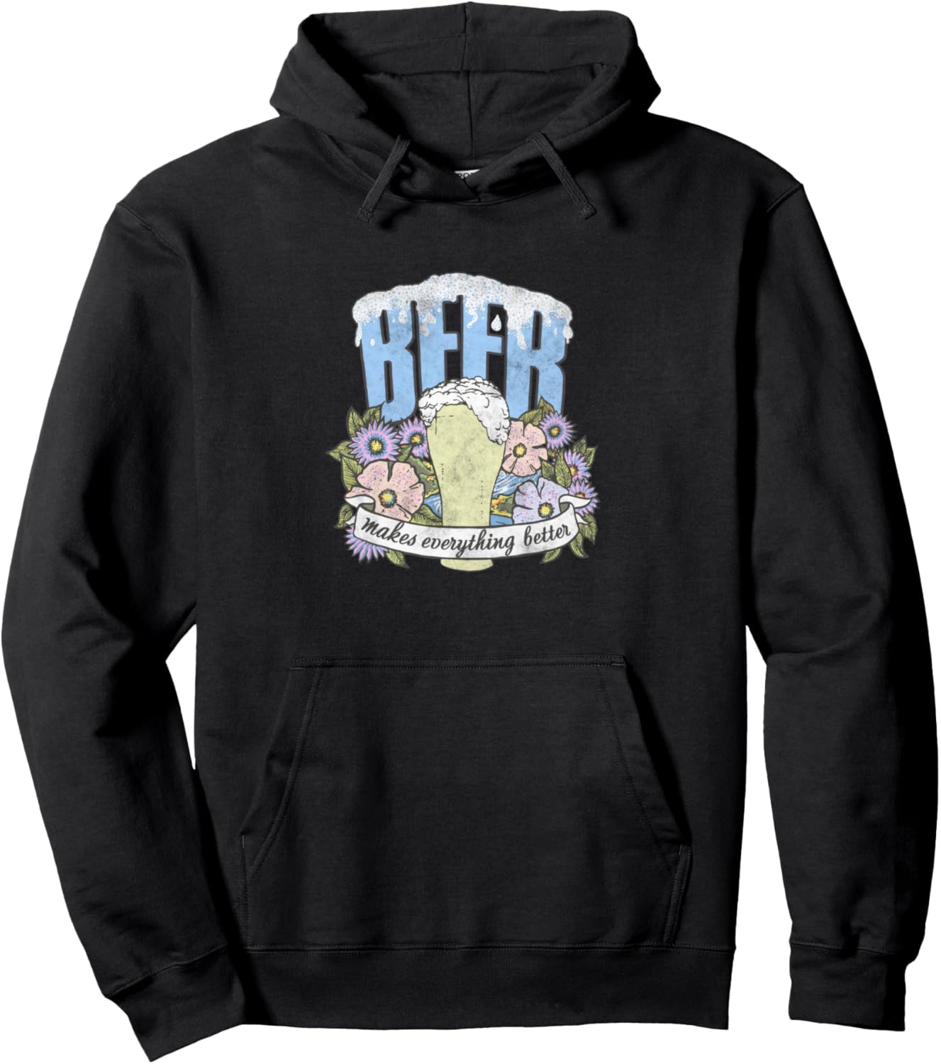 

Худи с рисунком «Пивной бокал, пейзаж» (черный) Trendy Apparel