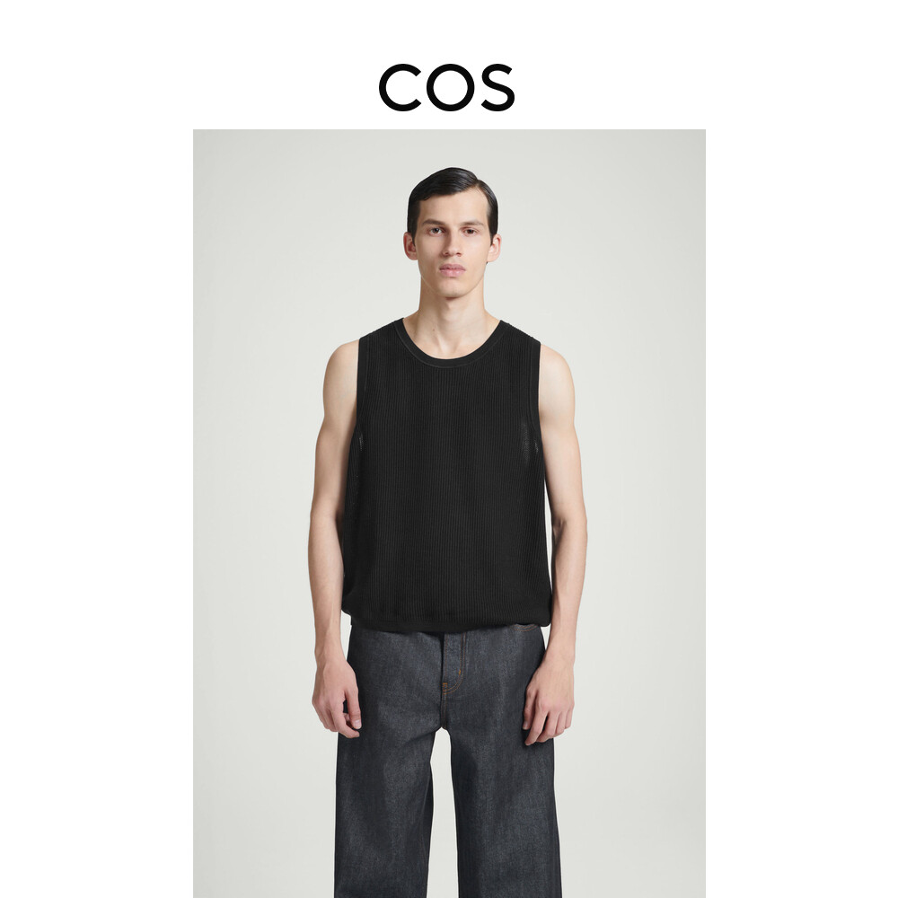 

Мужской вязаный жилет Cos с круглым вырезом, черный