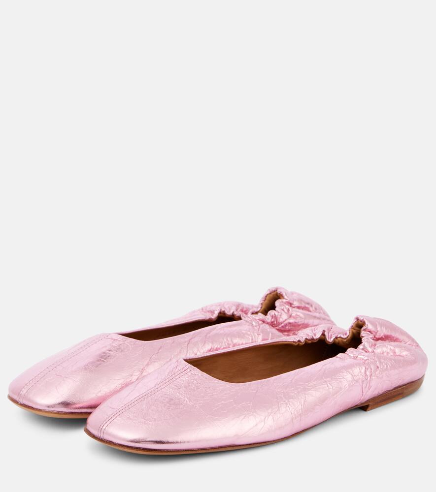 Балетки из металлизированной кожи Dries Van Noten, Pink — фото 4