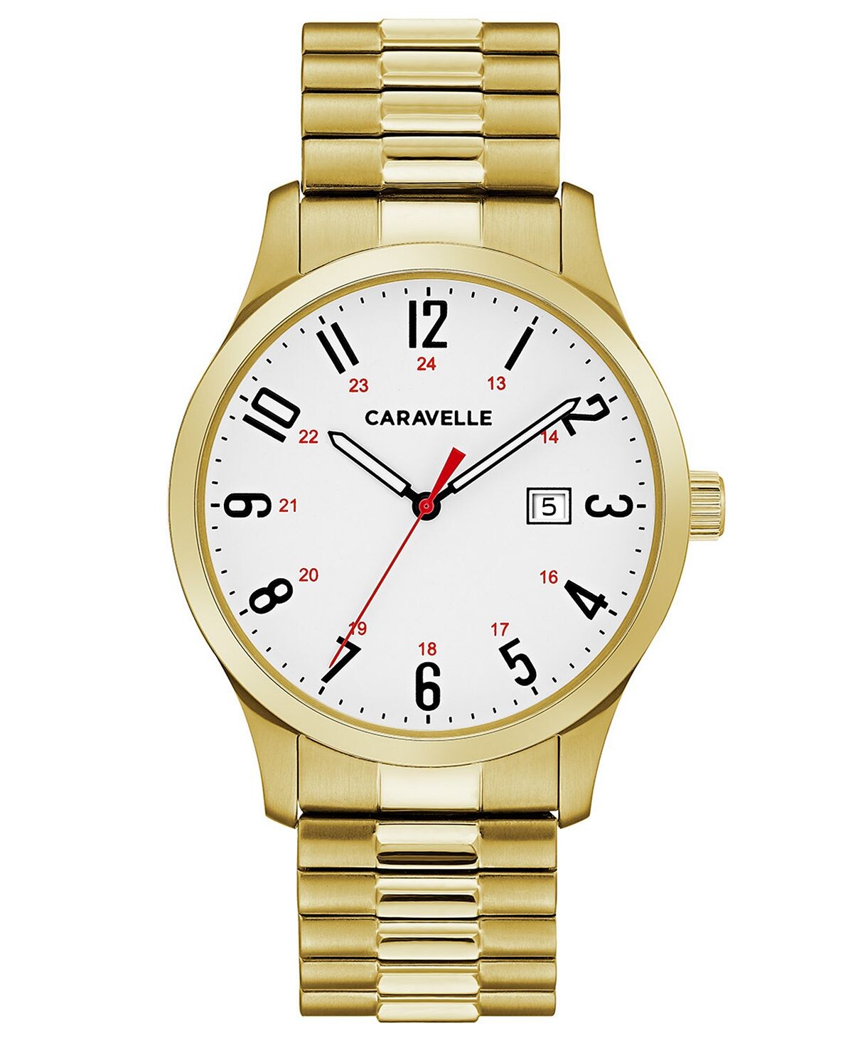

Мужские золотистые часы-браслет из нержавеющей стали, 40 мм Caravelle