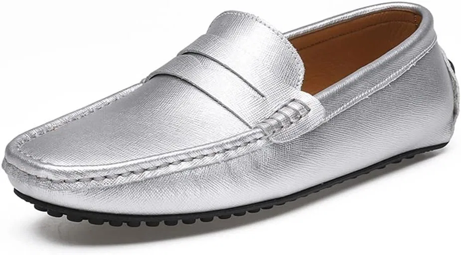 Лоферы мужские из натуральной кожи, Penny Loafer, серебристый PUGHGAETZF