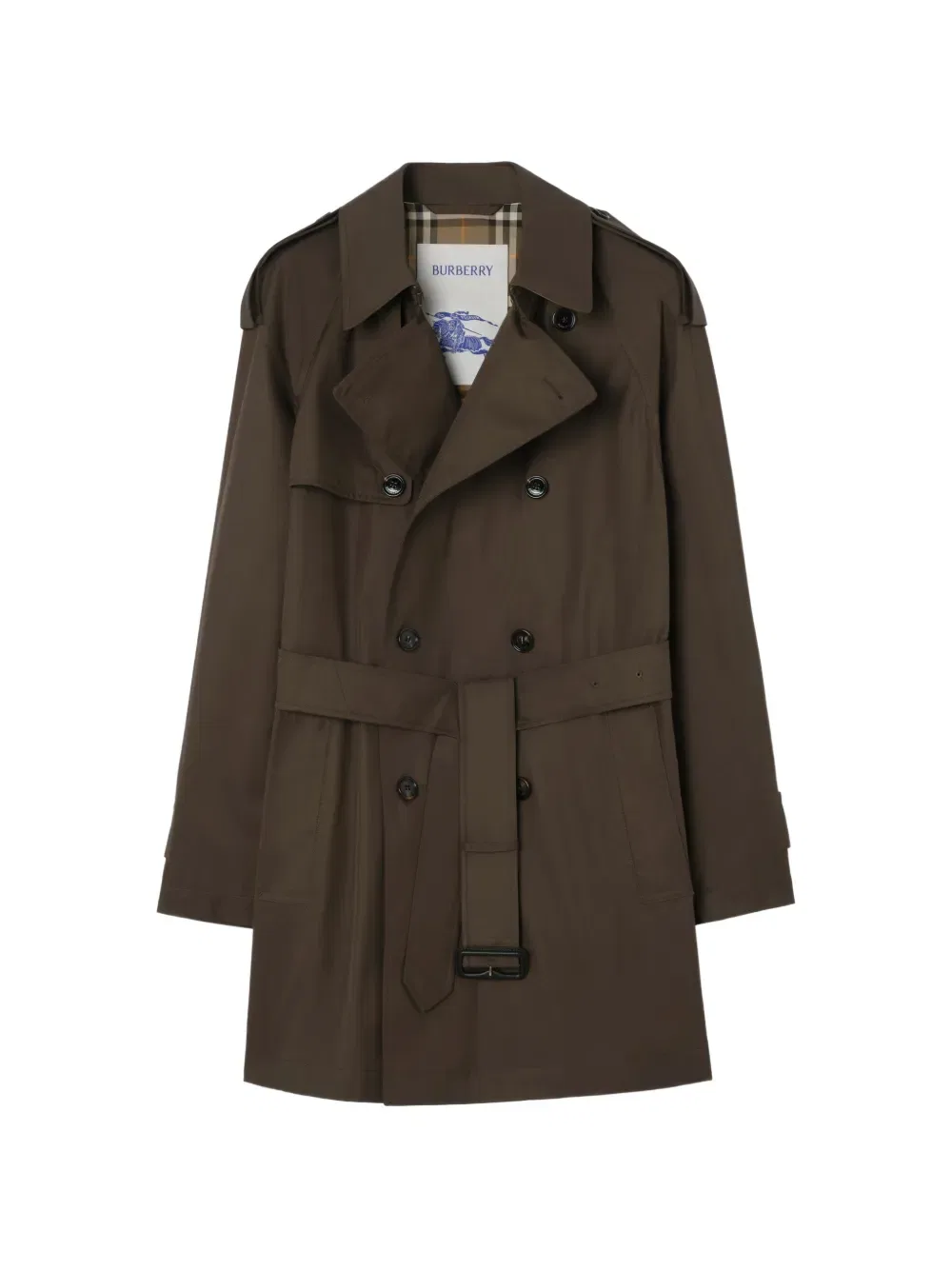 Тренч Burberry Leadenham средней длины из габардина, коричневый