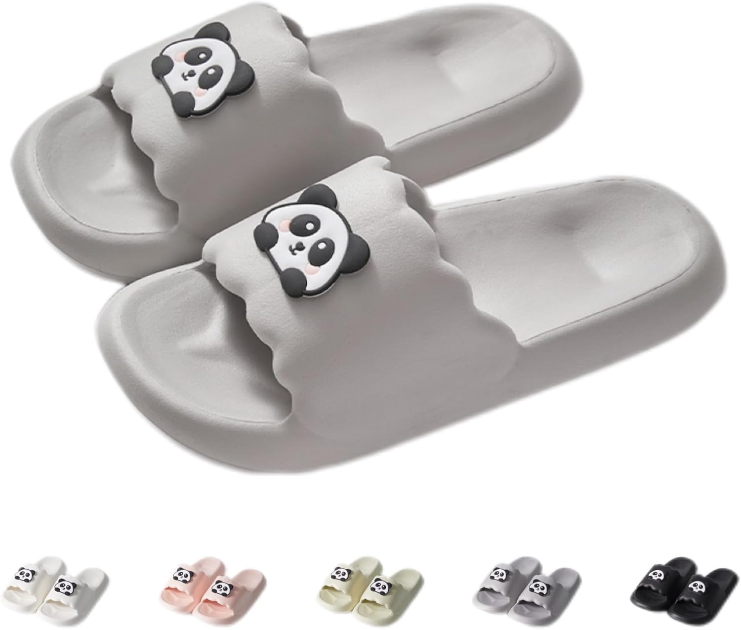 

Тапочки NTRUEML Panda для ванной, милые мультяшные панды для мужчин и женщин, домашние тапочки, серый