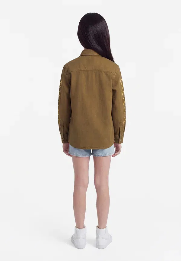 Блуза Logo patch diag button down Off-White, оливковый — фото 2