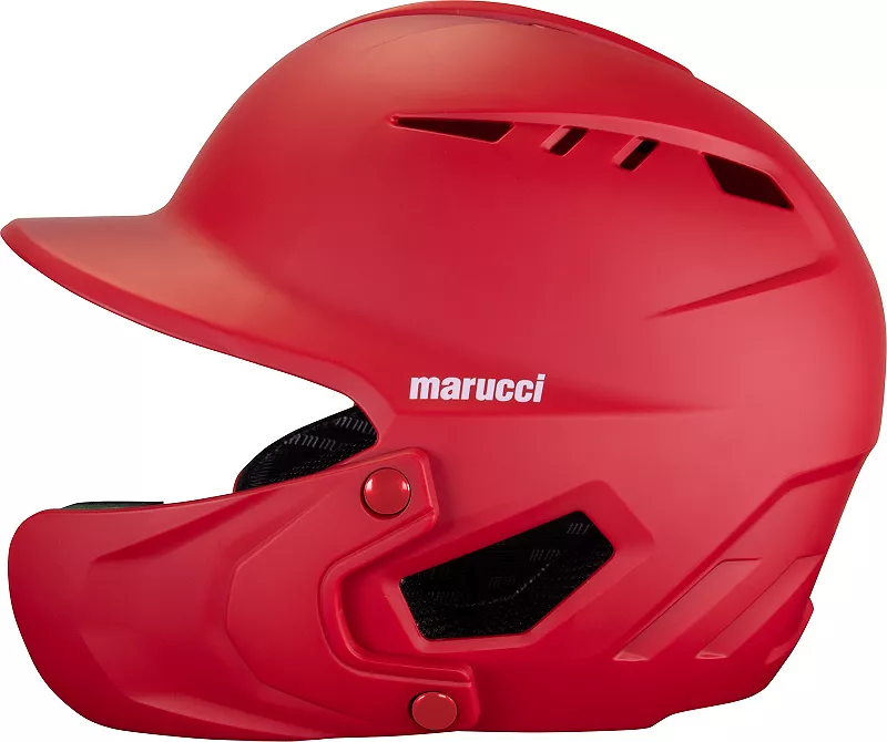 

Бейсбольный шлем Marucci Senior Duravent с защитой челюсти, красный
