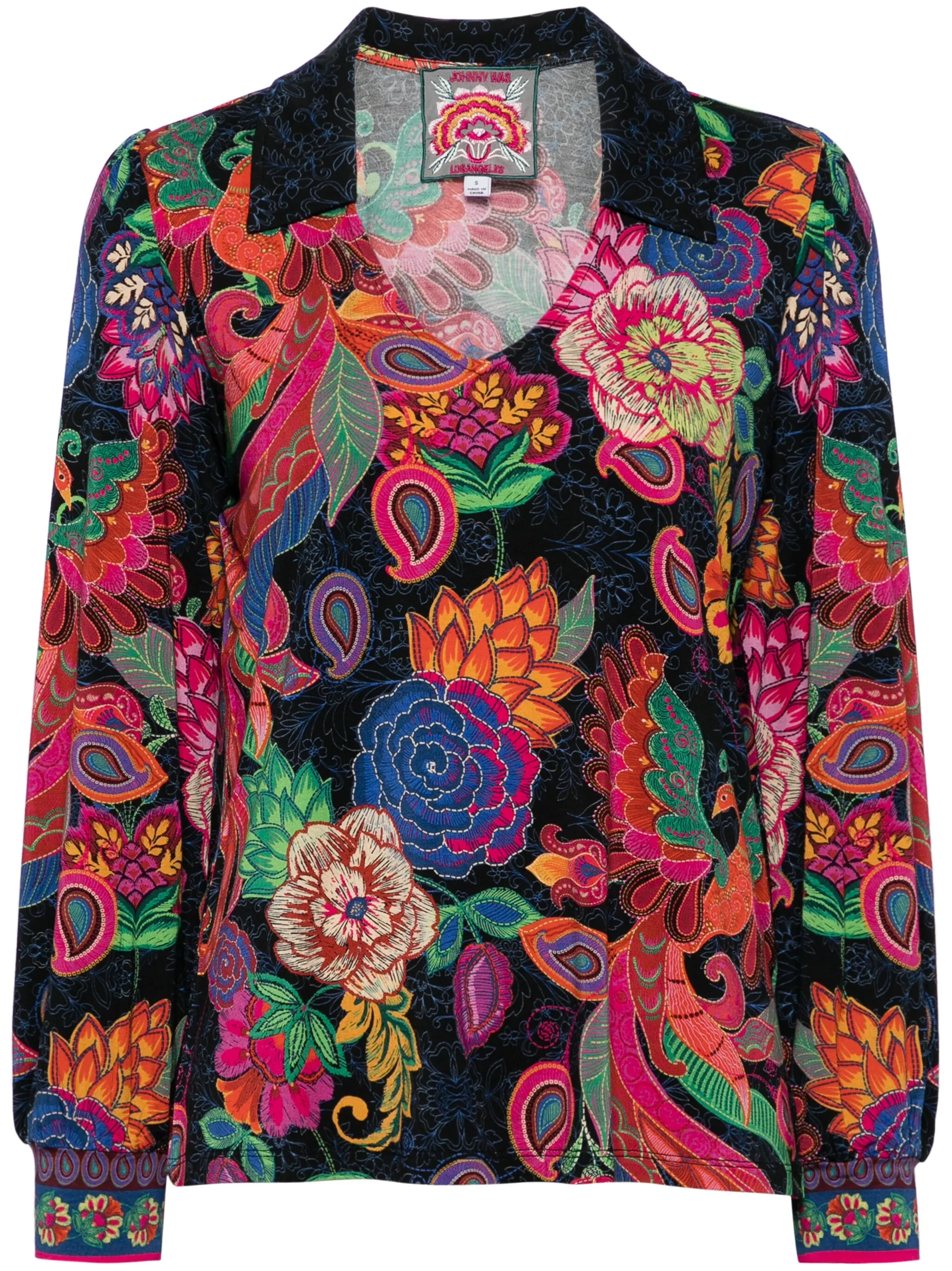 

Рубашка поло с объемными рукавами Johnny Was, синий