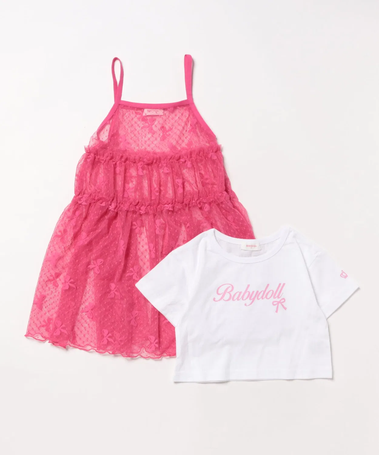 Футболка и кружевной комбинезон-сарафан набор BABYDOLL, белый — фото 2