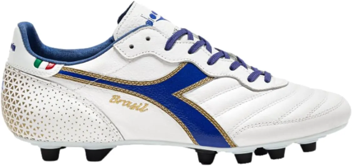 Бутсы Diadora Brasil Italy OG LT+ MDPU для твердого поля, белый/синий/золотой — фото 2