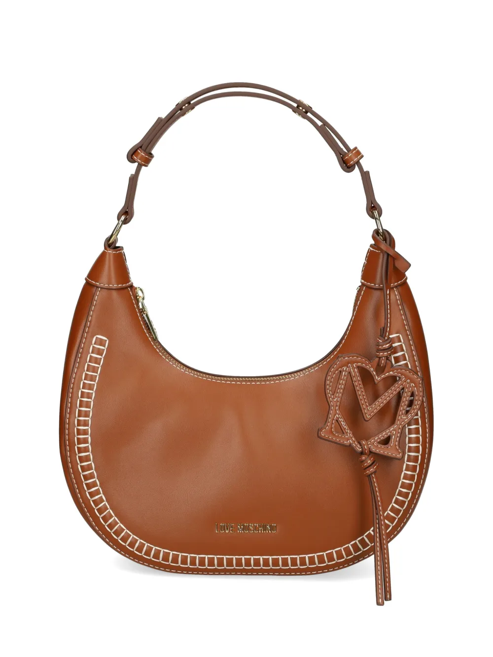 

Сумка на плечо с подвеской в виде сердца и прострочкой Love Moschino, коричневый