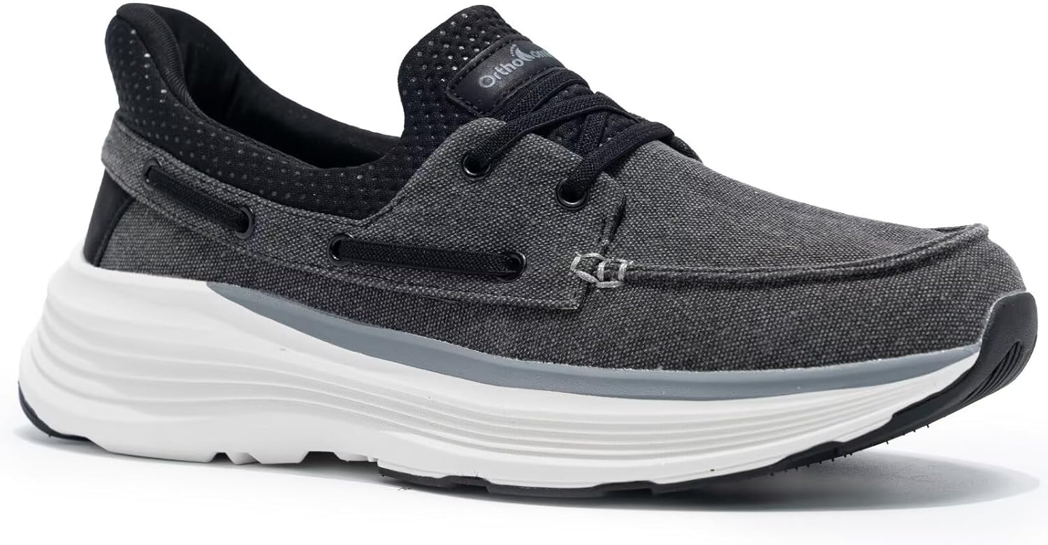 

Мужские ортопедические слипоны OrthoComfoot: удобные лоферы с поддержкой свода стопы при пяточной шпоре, ортопедические повседневные прогулочные туфли для облегчения боли в стопах и пятках, черный