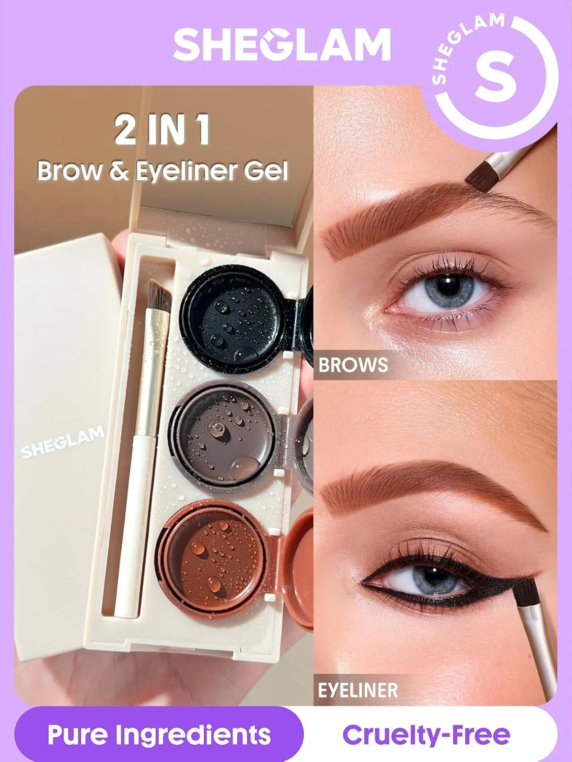 Подводка для глаз и бровей 3-в-1 Sheglam водостойкая кремовая, 4.2 г, мультиколор — фото 2