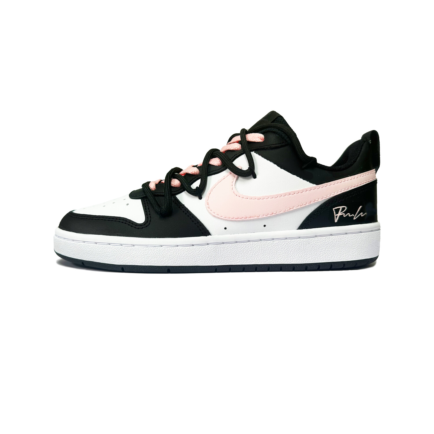 

Кроссовки Nike Court Borough Skateboard Shoes Women's Low-Top Black White Pink, Черный, Кроссовки Nike Court Borough Skateboard Shoes Women's Low-Top Black White Pink