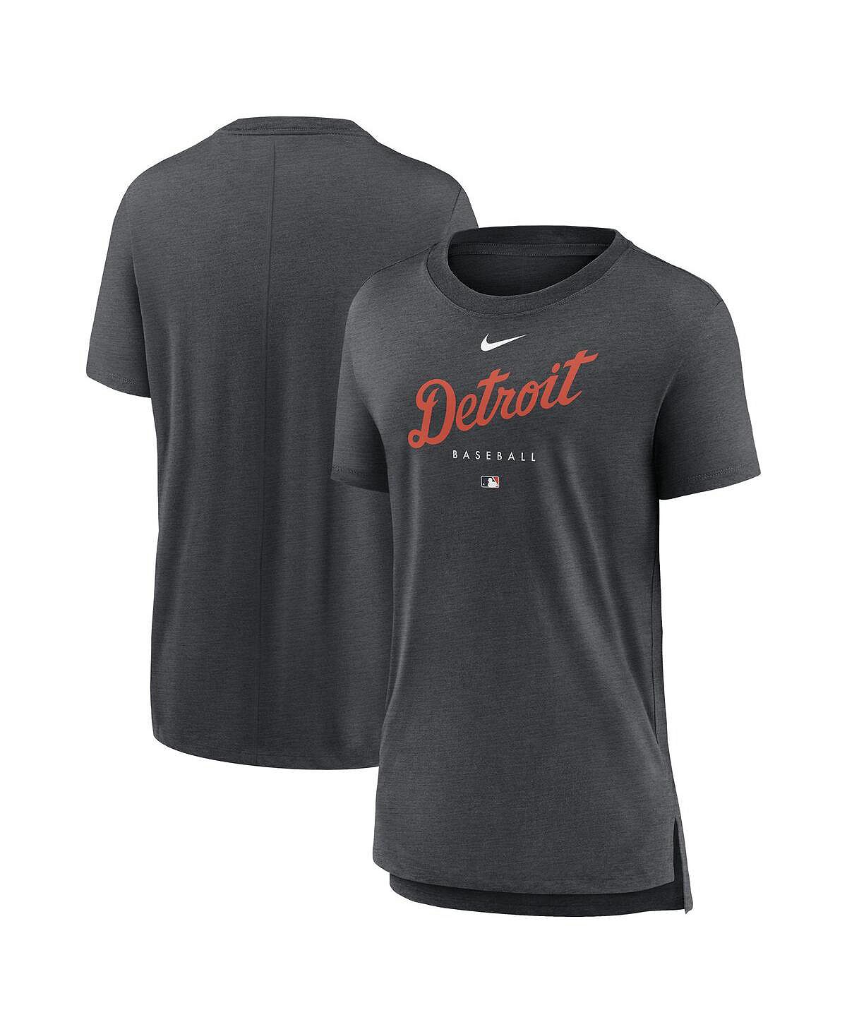 

Женская футболка темно-серого цвета с древесным углем Detroit Tigers Authentic Collection Early Work Tri-Blend Nike, Серый, Женская футболка темно-серого цвета с древесным углем Detroit Tigers Authentic Collection Early Work Tri-Blend Nike