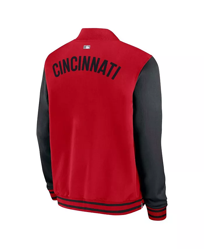 Мужская красно-черная бейсбольная куртка Cincinnati Reds Authentic Collection Dugout с молнией по всей длине Nike — фото 3