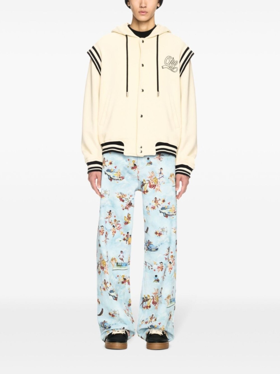 Флисовая университетская толстовка с капюшоном Off-White, нейтральный цвет — фото 2