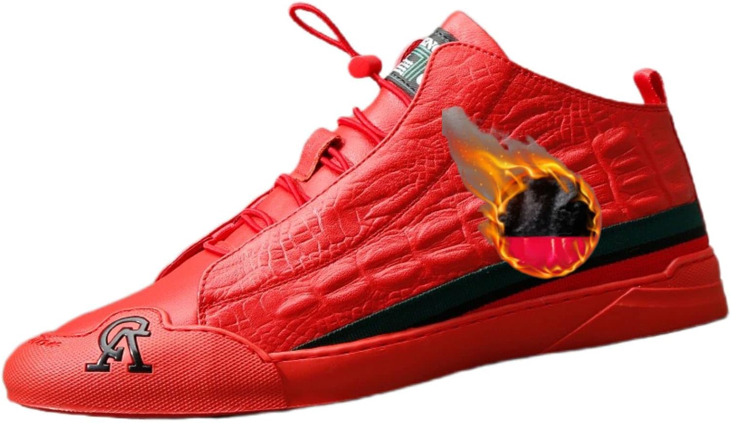 

Мужские кожаные кроссовки DevilAngel с принтом для мужчин и женщин, повседневная обувь с нескользящей мягкой подошвой, кожаная обувь повседневного стиля с модным узором, красный