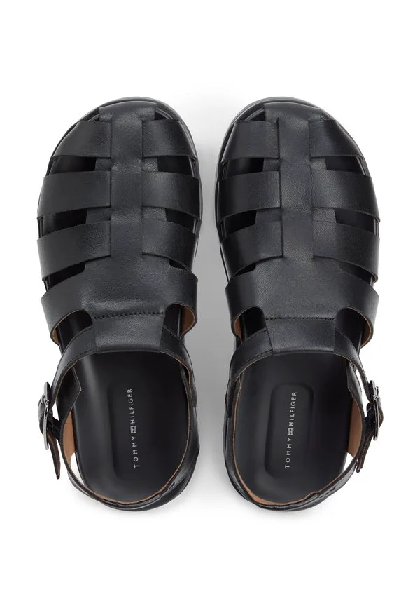 Кожаные сандалии рыбака с зубчатым ремешком Tommy Hilfiger, Black — фото 4
