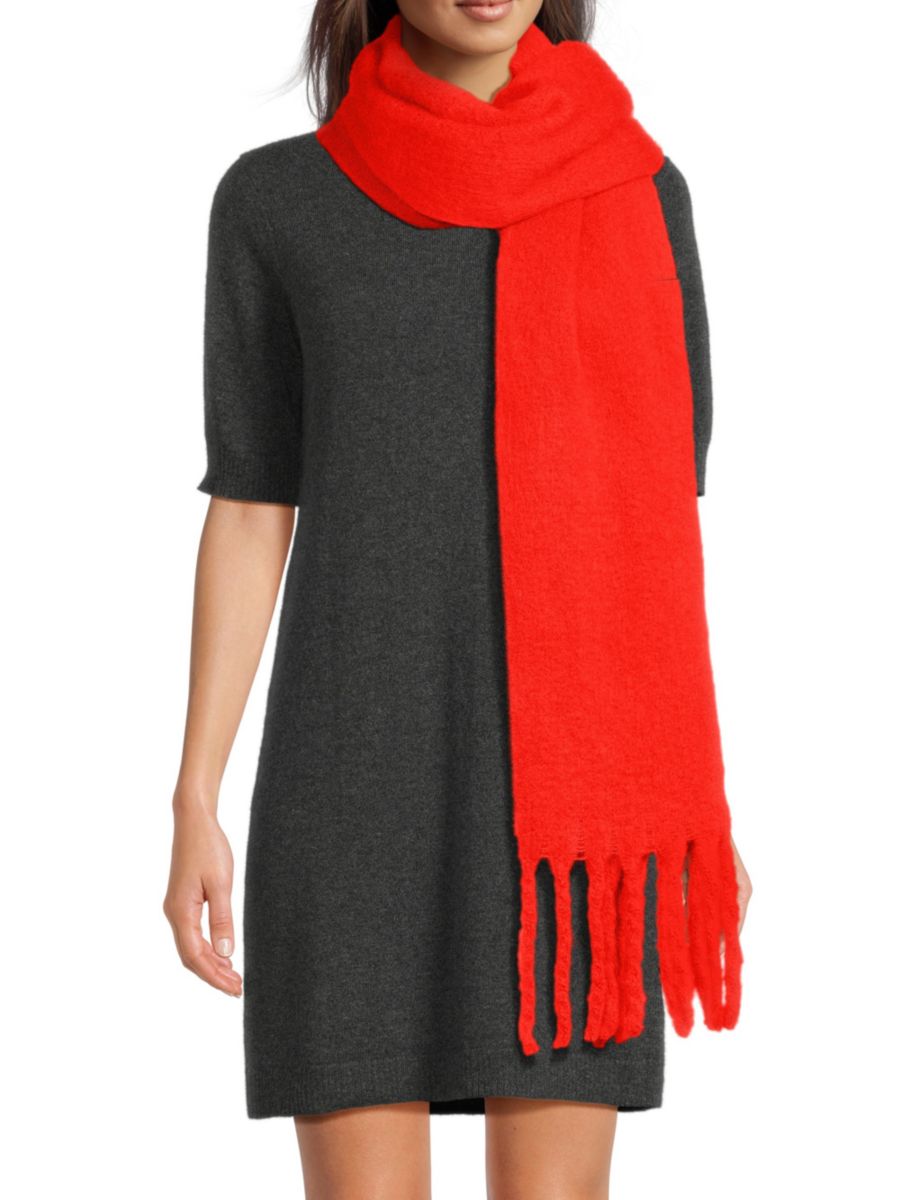 

Шарф с бахромой Saks Fifth Avenue, цвет Red Orange
