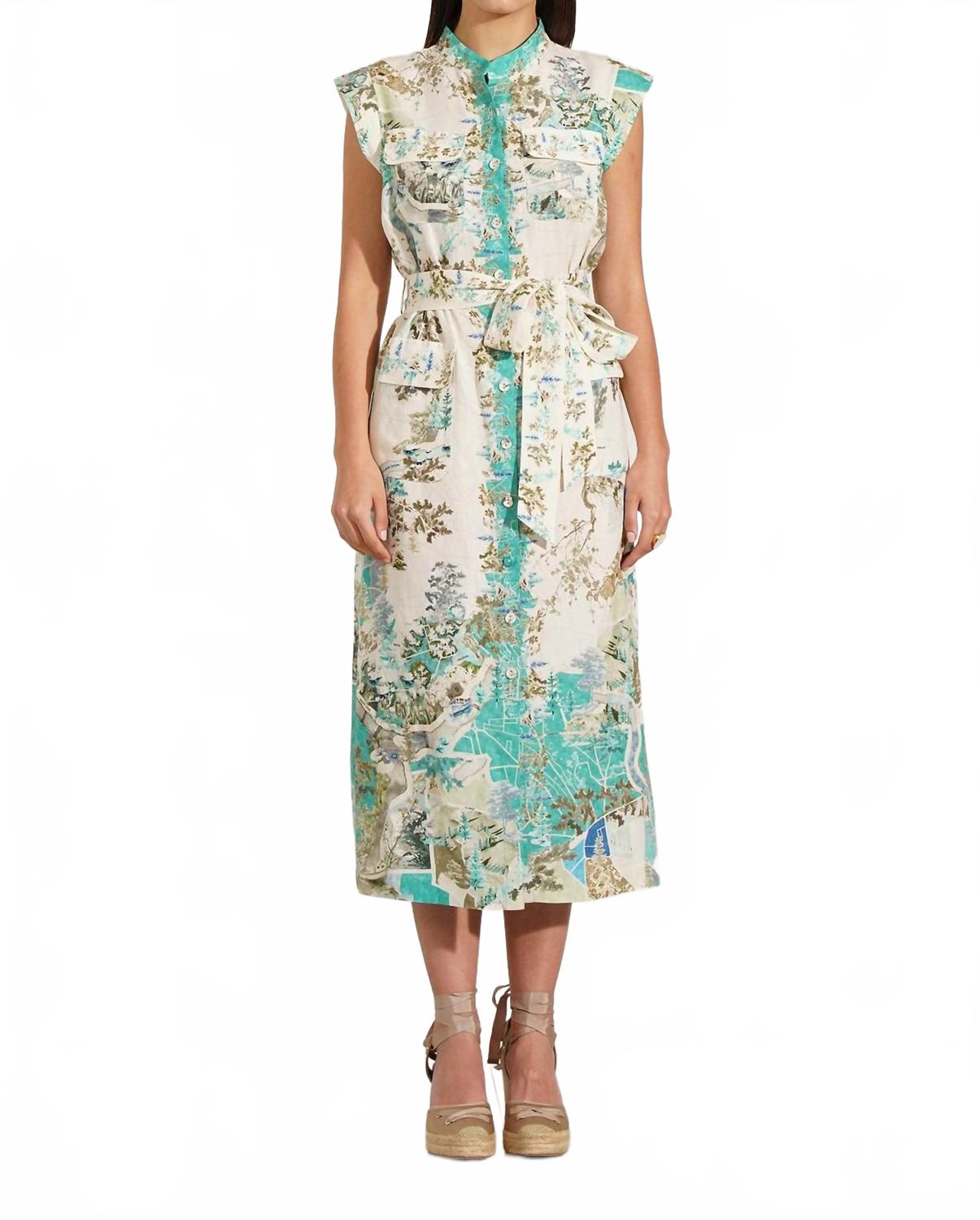 

Nexis Pocket Midi Dress в цвете Teal Globe RANNA GILL, Teal Globe