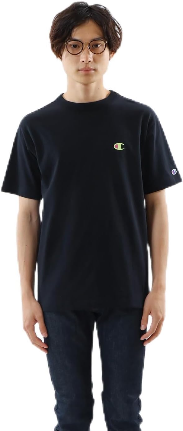 

Мужская футболка Champion с коротким рукавом и круглым вырезом, 100% хлопок, логотип One-Point, базовая модель, C3-Z348, черный